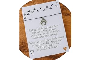 GENERIC Pet Loss Card Dog Cat Gift, Sorry for Your Loss, Animal Sympathy Wish Bracelet, Bereavement Keepsake, Memorial Paw Print Heart, In Memory Of Message
