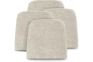 MANEMI Pack 4 Cojines para Silla 42x40x36x4cm - Cojín Decorativo de Chenilla de tejido liso para Silla, Sofá o Comedor - Juego de Cojines de Asiento con Cintas de Sujeción,Fabricado en España,100% poliester