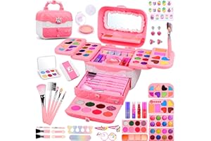 ARANEE 80Stück Kinderschminke Set Mädchen Spielzeug Kinder Waschbar Schminke mit Schminkkoffer, Weihnachten, Halloween Geburtstags Geschenke für Mädchen 3 4 5 6 7 8 9 10 Jahre