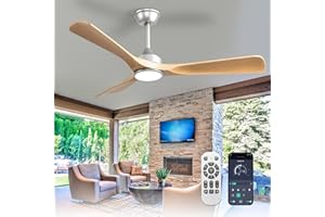Depuley Ventilateur de plafond silencieux avec éclairage : Lampe LED avec ventilateur pour jardin terrasse - 132CM Grand ventilateur de plafond avec lumière et APP pour salon restaurant bureau, kaki