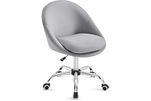 SONGMICS Sedia da Studio, Sedia Girevole di Cotone-lino, Poltrona da Scrivania Imbottita in Gommapiuma Regolabile in Altezza, Studio, Camera da Letto, Grigio Tortora OBG020G01