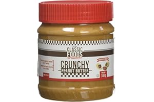 Classic Foods of America Beurre de Cacahuètes Crunchy 340g – Texture Croquante avec Éclats de Cacahuètes, Saveur Intense – Parfait pour Tartines, Pancakes et Recettes Gourmandes Américaines