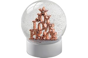 WeRChristmas 11 cm Joy Love Peace Snow Globe Weihnachten Dekoration, Rose Gold,