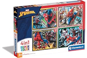 Clementoni | Puzzle Marvel Spider-Man – 4 Puzzles Progressifs Enfant 3 Ans+ | 12, 16, 20, 24 Pièces | Supercolor | Jeu Éducatif Calme | Motricité Fine | Idée Cadeau Fille et Garçon