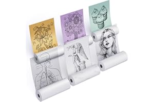 Phomemo Papier do drukarek, zestaw 6 sztuk, samoprzylepny, przezroczysty, biały, zielony, fioletowy i pomarańczowy, papier do drukarek Phomemo M02 M02S M02 Pro M03