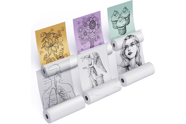 Phomemo M02 papier autocollant 6 rouleaux, Papier Thermique Autocollant pour M02/M02 Pro/T02/M04S/M04AS mini imprimante, Papier Thermique pour Photo, Textes, Journal, Mémos, Notes de cours, 50mmx3,5m