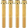 Wanyifa Titanium Flange Hex Head Bolt M10 20 25 30 35 40 45 50 55 60 65 70 75 80 85 90mm Screws Pack of 4 (M10x65mm Pitch 1.5mm, Gold)