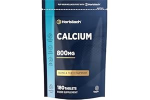 HORBÄACH Calcium Tablets 800mg | High Strength Calcium Carbonate Supplement for Men & Women | 180 Vegan Tablets | Horbaach