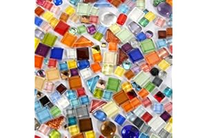 HURODZ Bunte Polygon Mosaikfliesen, 500g Bunte Glas Mosaiksteine, Irregulär mosaikfliesen Mini Glas Mosaiksteine für DIY Kunsthandwerk Heim Deko Fotorahmen Blumentöpfe