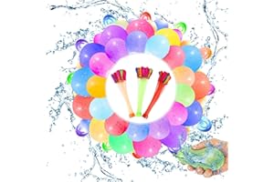 JOZMMZEOOA 444 Pièces Bombe à Eau,Ballon D'Eau Bombes a Eau Réutilisable Ballon D'Eau Remplissage Rapides à Fermeture Automatique Bombe à Eau Ballons Colorés,Avec 4 Raccords Robinet,pour Fêtes Piscine