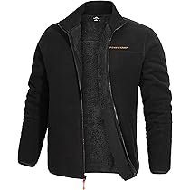 Pioneer Camp Winterjas voor heren, fleecejack, warm, sherpa, gevoerd, overgangsjas, outdoorjas met zakken, ademend, winddicht, zwart, S