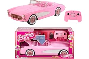 Barbie Le Film - Barbie Voiture Corvette Radiocommandée À Piles Tirée Du Modèle Réel Stingray 1956, En Métal, À Collectionner, Jouet Enfant, Ados, Adultes, HPW40
