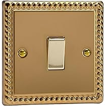 5 PACK - Antique Brass 2 Gang 13A DP Ingot Twin Double Switched Plug Socket - Black Trim - View #7