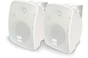 Artsound ASW45.2, Ensemble de 2 Enceintes étanches, Enceinte HiFi 2 Voies, 10-80 Watts, avec Support Mural, Convient pour Une Utilisation intérieure et extérieure, terrasse, Jardin, Sauna, Piscine,