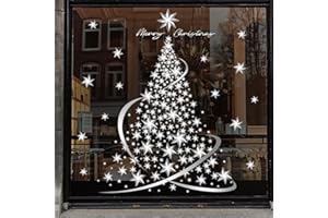 DXTXTJ Extra Large Christmas Window Stickers, 34 * 100cm Christmas Silver Tree Window Stickers, 2Sheets Reusable Christmas Stickers for Christmas Decoration