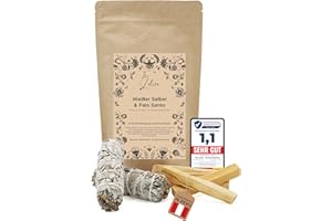 LELICE Palo Santo 4 Sticks & Weißer Salbei 2 Bündel – Räucher-Set für Rauhnächte, Rituale, Meditation, Energie-Reinigung Naturrein, Handverlesen, Geschenk-Set aus Peru & USA für Achtsamkeit & Spiritualität