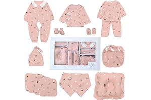 limely©, Baby Geschenkset, 18 Teiliges, 100% hochwertige Baumwolle, Erstausstattung für Neugeborene, Babykleidung Geschenkset, Geschenk zur Geburt, Baby Geschenkset neugeborene (Rosa)