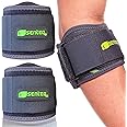 SENTEQ Elbow Brace 2 Packs Support Strap for Tendonitis and Forearm Pain Relief. Tennis & Golfer's Elbow Band with Dual Later Compression, Gel Pad and Extra Wide Adjustable Strap