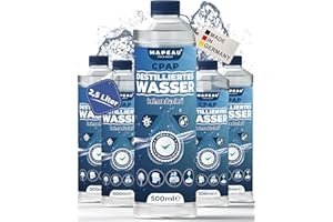 Mapeau CPAP destilliertes Wasser für CPAP-Geräte, Wasser für Sauerstoffgerät, Inhalator, Luftbefeuchter, Atemgas-Befeuchtung (5x 500ml)