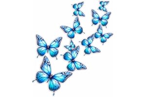 LAOGRAPHICS x10 Ice Blue Butterfly Stickers, Cover up Marks, Multi-Purpose Ideal for Phone, Cups, Tile, Toilet, Car, Laptop, Glass, Wall. Non Transparent Vinyl Decal, Weatherproof & Vibrant (Ice Blue)