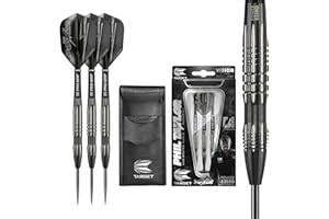 Target Darts Phil Taylor Power 8-Zero 1 Schwarze Steeldart-Darts, Dart-Set aus 80% Tungsten, P8Z1, 21G/23G/25G | Darts in Spielerausführung mit festen Spitzen | Inklusive schwarzem Dart-Etui