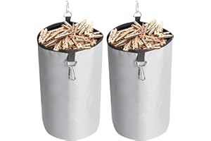 AiQInu Wäscheklammerbeutel mit Verschlusskordel, Aufbewahrung für bis zu 200 Klammern, klammerbeutel für wäscheklammern Innen- und Außenaufbewahrung(Grau 2 Stück)