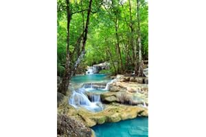 EMPIREPOSTER Wodospad - Erawan Wodospad w Parku Narodowym Kanchanaburi w Tajlandii - Niebieska woda - plakat Naturalny Paradies - rozmiar cm