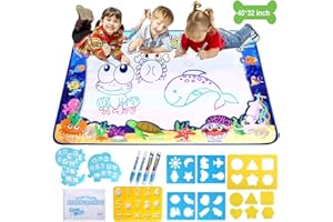 REVANOM Water Magic Mat, Aqua Drawing Magic Mat, Water Painting Doodle Mat with 4 Magic Pens Developmental Educational Toys for Toddlers Kids, 40 X 32 Inches