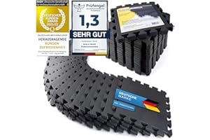 BODY & MIND Tapis de Protection du Sol XXL Set; Mat de Fitness Protection du Sol Tapis Puzzle; Tapis de Gymnastique, de Sport & Salle de Fitness Garage Piscine env. 1,5 m².