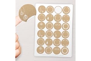 ‎KIPITAN 48 Aufkleber für Weihnachten 40mm / 4cm – Namensschildchen oder als Adventskalender Nummer Etiketten zum selbst beschriften: Sticker in Kraftpapier-Optik aus Papier (WEISS)