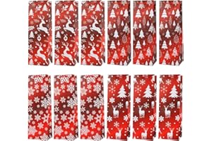 dellyy Sacchetti Regalo per Bottiglie di Vino, 12 Pezzi Borsa per Bottiglie Natale, Confezioni Regalo per Bottiglie di Vino, Borsa Porta Bottiglie di Vino, per Matrimoni, Natale (12, Rosso)