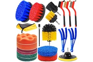 Yumzeco Lot 21 Brosses De Nettoyage pour Perceuse De Voiture avec 3 Petites Brosses Métalliques pour Le marbre, Nettoyer Le carrelage Briques Coulis Sols Volets Cuisine Salle de Bain Douche Voiture