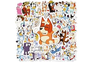 POWMAG Bluey Pegatinas Infantiles, 100PCS Pegatinas Niños, Pegatinas Anime para Cumpleaños Infantiles, Regalos, Temáticas, Regalo Aufkleber Sticker (Bluey)