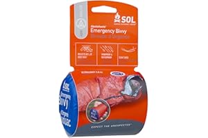 SURVIVE OUTDOORS LONGER SOL® Emergency Bivvy with Rescue Whistle Tinder Firestarter Reflects 90% body heat Waterproof Windproof Hiking Hunting Backpacking Walking Outdoor Emergency Search and Rescue Lightweight 99 grms