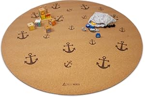 Secoroco Mata do zabawy z korka dla niemowląt i małych dzieci, antypoślizgowa i antyalergiczna, mata dla niemowląt i mata do raczkowania z naturalnych materiałów, łącznie z torbą do przenoszenia