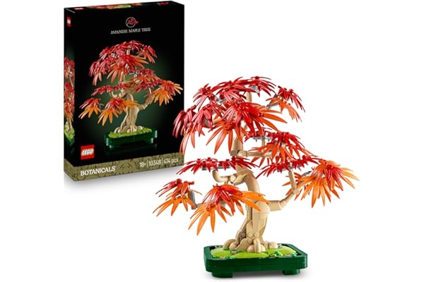 LEGO Botanicals Bonsaï d’Érable Rouge du Japon - Kit de Construction Adulte - Plante Artificielle avec Feuilles Rouges et Oranges - Pot Constructible - Idée Cadeau - Décoration Intérieure DIY 10348