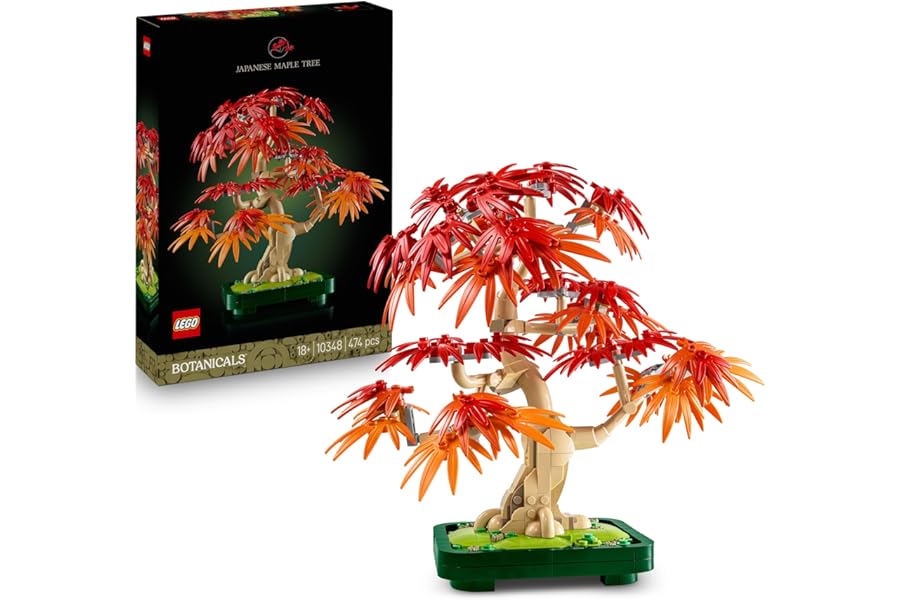 LEGO Botanicals Japanese Red Maple Bonsai - Artificial Plants Set with Red and Orange Leaves and Buildable Pot - Gift for Adults DIY Lovers - 10348