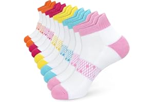 OUHOS Womens Ladies Running Trainer Ankle Socks Anti Blister Walking Hiking Sports Socks Cushioned Work Support Cotton Socks for Womens 4-7 Multipack Breathable Cycling Athletic Socks 5 Pairs
