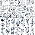 30 Sheets Semi-Permanent Tattoos for Women Inspirational Words Tattoo Stickers Floral Rose Sunflower Body Dark Blue Fake Tattoo for Adult Men Kids, Lasting 1-2weeks Tiny Waterproof Tattoos (Dragonfly)