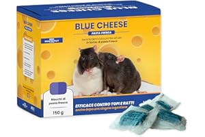 WILD SOLUTION Blue Cheese - Veleno per Topi Professionale Potente 2023 -15 Bustine x 10g di Esche per Topi e Ratti in Pasta Fresca Pronte all'Uso - Topicida Professionale 100% Made in Italy - 150g Pack