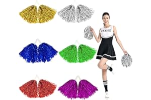 EOWPPUE Cheerleader Pom Poms 12 pezzi 6 colori Pompoms Cheerleading Pom Poms Accessori Cheerleader per bambini Aerobica danza Pom Pom Sport squadra Spirito Cheer Costume Night Party