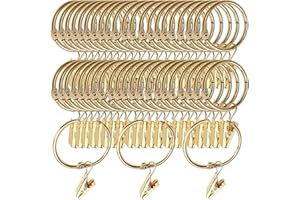Lsgoodcare Openable Curtain Clips with Rings Gold 1.26inch, 40Pack Strong Metal Decorative Curtain Clip, Rustproof Drapery Opening Clip Rings