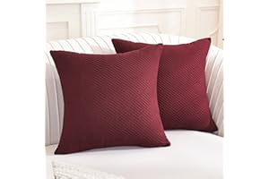 YSTELLAA Navidad Funda Cojin 45x45 (Juego De 2), Fundas Cojines Decorativas Geometría, Funda De Almohada Cremallera Invisible, Suaves Y Lavables, para Habitación Dormitorio Salón, Burdeos