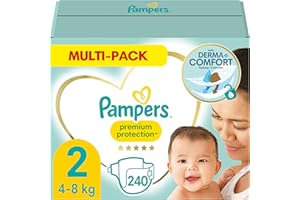 Pampers Couches Taille 2 (4-8 kg), Premium Protection, 240 Couches Bébé, Multi Pack, Notre N°1 Pour La Protection Des Peaux Sensibles