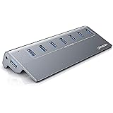 CSL-Computer 7 Port USB 3.2 Hub Aktiv mit Netzteil und USB Kabel - USB 3.0 USB 3.2 Gen.1 Datenhub für MacBook 2020 Air Pro iM