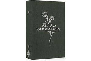 Lanpn Lino Album de Fotos 10x15 300, OUR MEMORIES Tapa Dura Grande Album para Photos Bolsillos Horizontal Verde