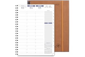 ‎POPRUN POPRUN Kalender 2025 Wochenplaner Ringbuch mit Softcover 28.5 x 22.2 cm - auf Deutsch - Terminplaner 2025 A4 mit 15-Minuten-Intervall und Vertikalem Wochenlayout, 100 GSM Papier - Braun