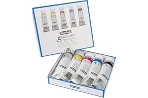 Schmincke - AKADEMIE® Acryl color, Primär-Kartonset mit 5x 60 ml-Tuben Grundfarben + Schwarz + Weiß, 76776097, feine Künstler-Acrylfarbe, brillant, hoch lichtecht und kadmiumfrei