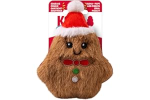 KONG Holiday Snuzzles Dog Toy – Plush Seasonal Characters, Full-Body Squeaker, Soft Holiday Cuddle Toy for Indoor Play (Gingerbread, Extra Small)