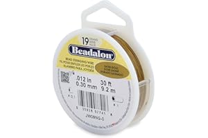 Beadalon Alambre de Cuerda de Acero Inoxidable de 24 hebras, Oro Satinado